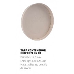 TAPA BIOFORM CARTON CONTENEDOR  26 OZ PQ X 25