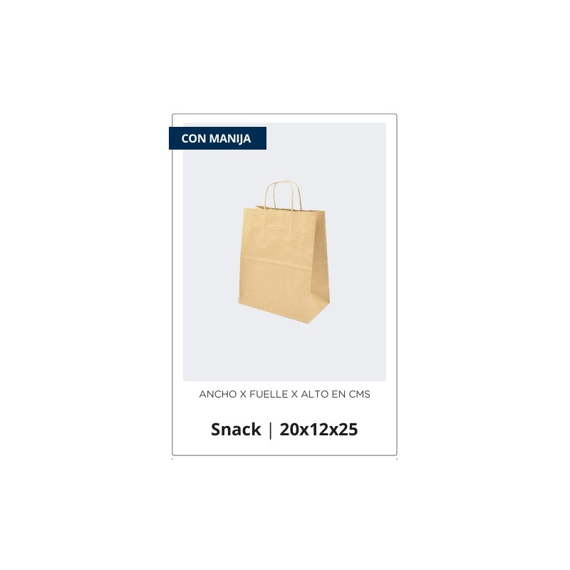 BOLSA PAPEL 20 X 12 X 25 C/MANIJA CORDON