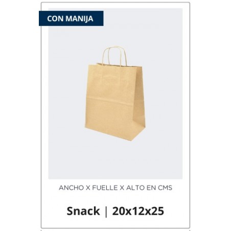 BOLSA PAPEL 20 X 12 X 25 C/MANIJA CORDON