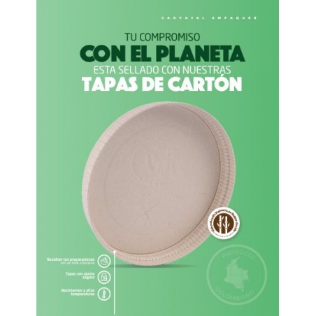 TAPA BIOFORM CARTON CONTENEDOR  4 OZ PQ X 25