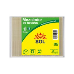 MEZCLADOR PLANO MADERA 11 CM EL SOL PQ X 500