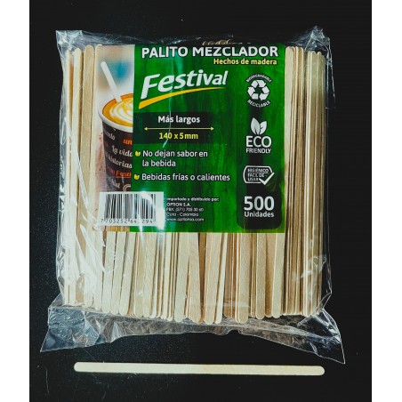 MEZCLADOR MADERA 14 CM FESTIVAL PQ X 500