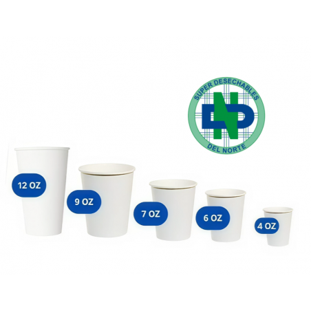 VASO 7 ONZ PAPEL/CARTON BLANCO X 50 UND  BARVAL