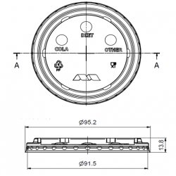 TAPA PRISMA PLANA 9-12 OZ PERFORADA PET 93 MM PQ X 100