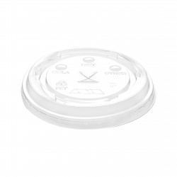 TAPA PRISMA PLANA 9-12 OZ PERFORADA PET 93 MM PQ X 100