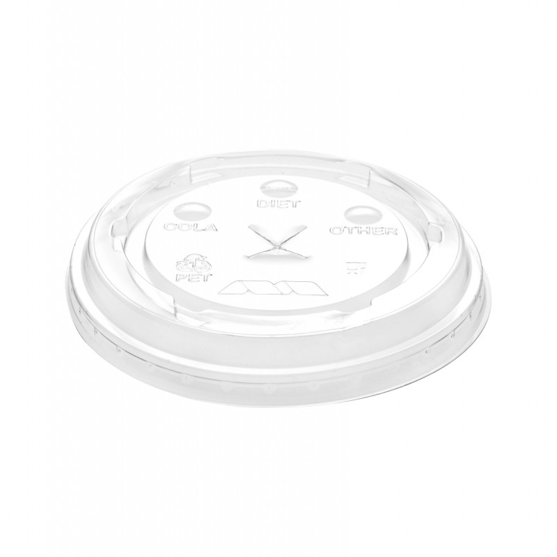 TAPA PRISMA PLANA 9-12 OZ PERFORADA PET 93 MM PQ X 100