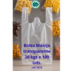 BOLSA MANIJA 20 KILOS X 100 UNIDADES TRANSPARENTE
