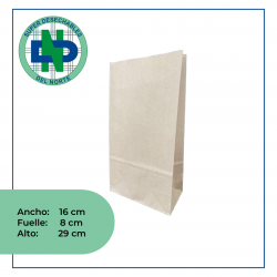 BOLSA PAPEL MINI  NAT 16 X 8 X 29 SIN MANIJA