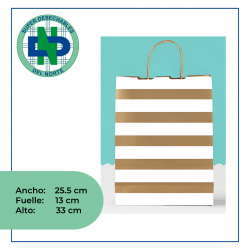 BOLSA PAPEL 25.5 X 13 X 33 C/M REF MISSY RAYAS NATURAL