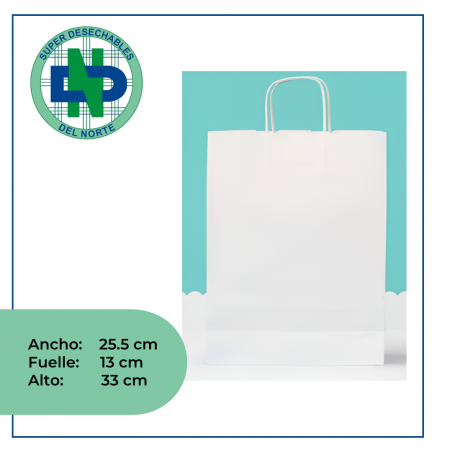 BOLSA PAPEL 25.5 X 13 X 33 C/M REF MISSY BLANCA