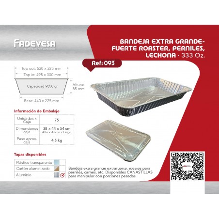 BANDEJA ALUMINIO LECHONA 52X32.5X7.5 REF 093