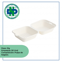 PORTAHAMBURGUESA BAGAZO CAÑA GEOPACK C1 PQT X 50