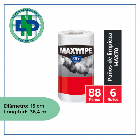 MAXWIPE ROLLO MAX70 88 PAÑOS BCO - REF 1TTCO615014