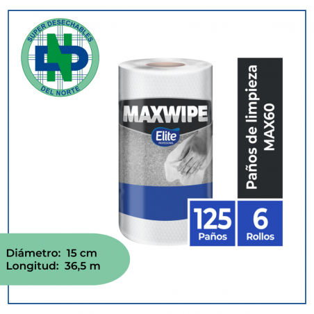 MAXWIPE ROLLO MAX60 125 PAÑOS BCO REF 1TTCO615013