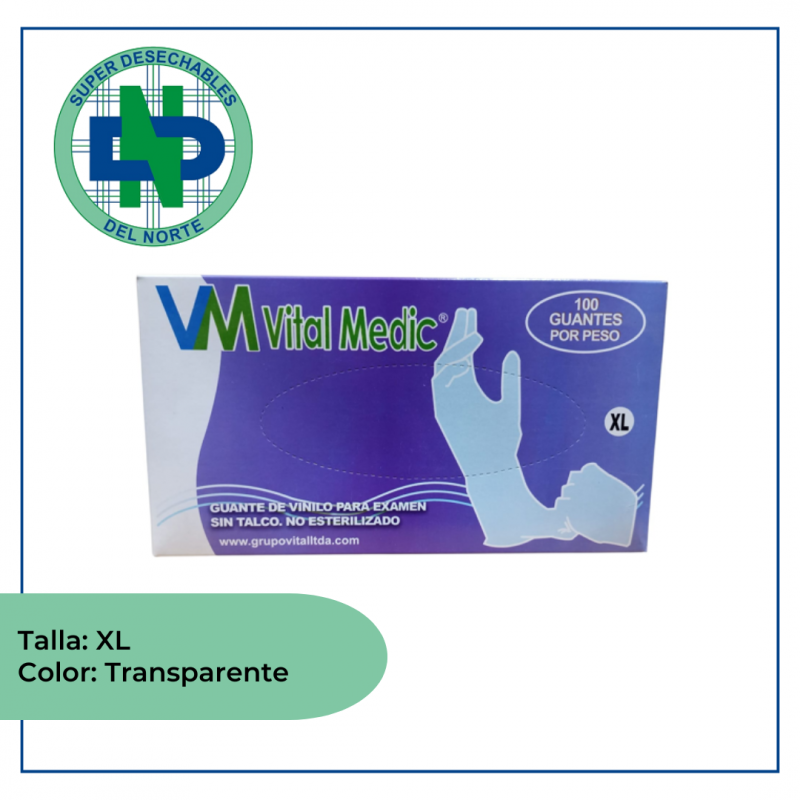 GUANTE DE VINILO CAJA X 100 UND X/L