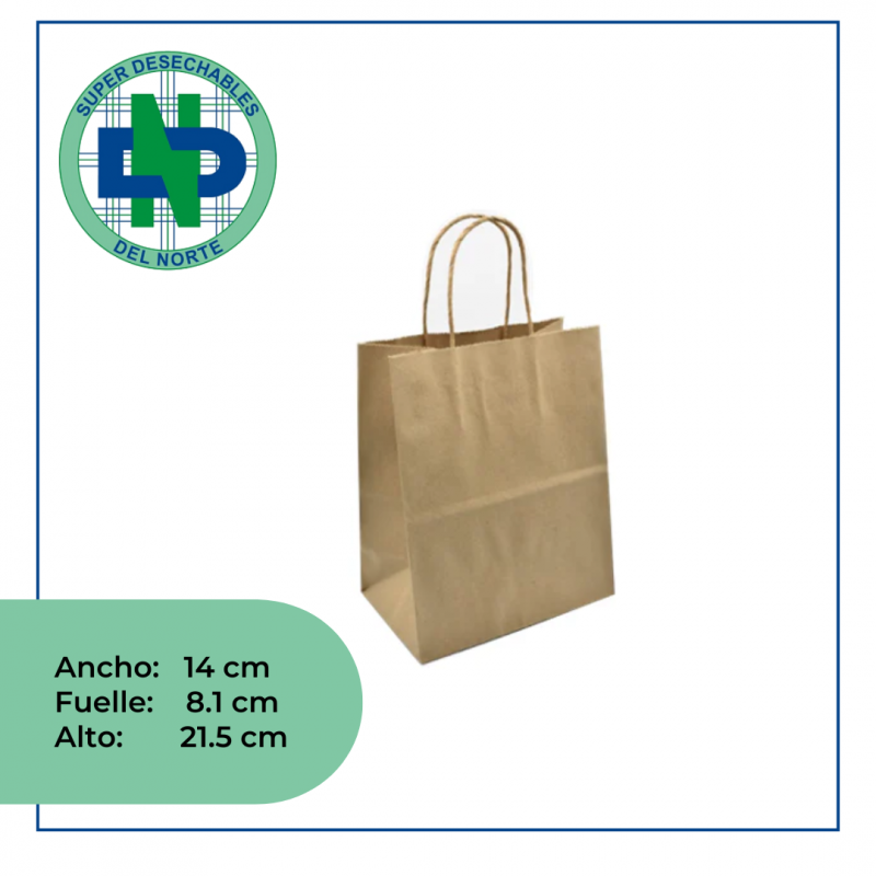 BOLSA PAPEL MINI NAT SMALL 14 X 8,1 X 21,5 C/ M
