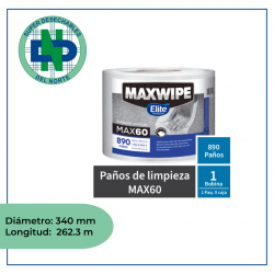 MAXWIPE BOBINA MAX60 890 PAÑOS BCO REF 1TTCO615011