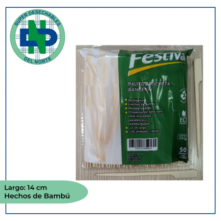 PALO PINCHO PALA 14 CM PQ X 100 UND - BANDERIN