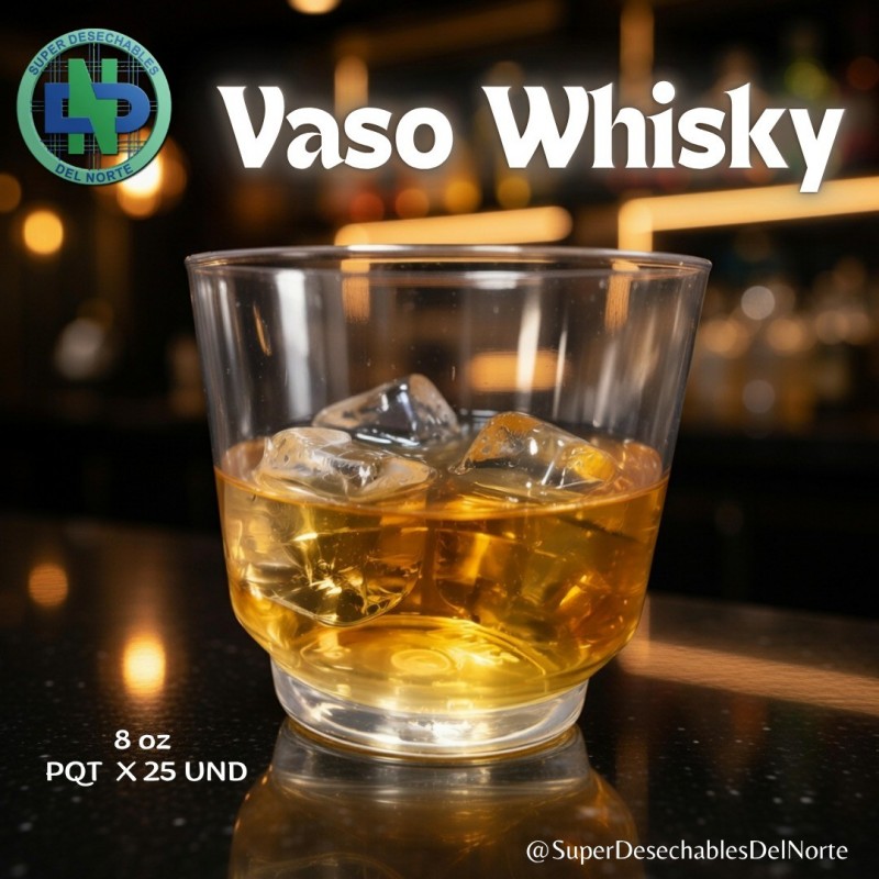 VASO WHISKY 8 ONZAS PAQ. X 25 UND. DECO