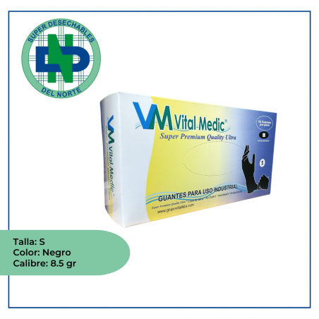 GUANTE DE NITRILO NEGRO INDUSTRIAL 8.5 GR CJX50 UND T/S