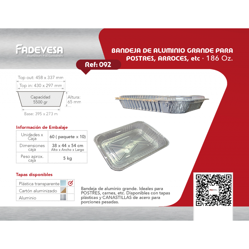 BANDEJA ALUMINIO PAVO REF 092
