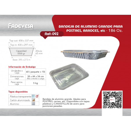 BANDEJA ALUMINIO PAVO REF 092