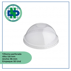 TAPA VASO TIPO U DOMO PERF 12,16,22 OZ PP PQ X 50