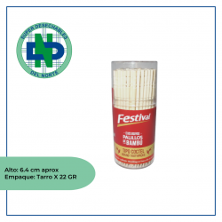 PALILLO TIPO COCTEL BAMBU TARRO X 22 GR (144) - FESTIVAL