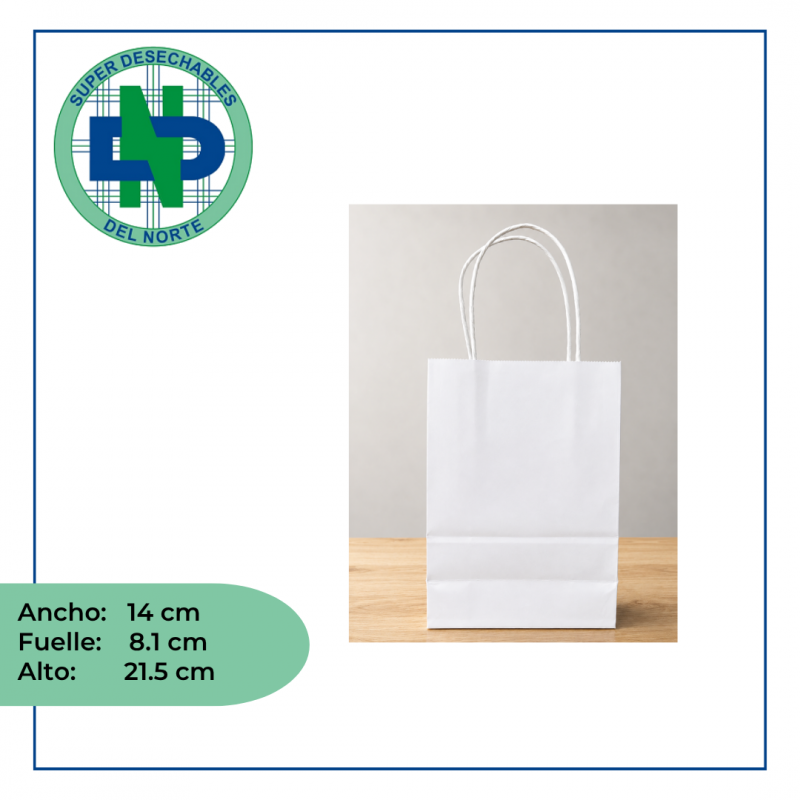 BOLSA PAPEL MINI NAT SMALL 14 X 8,1 X 21,5 C/ M X 25
