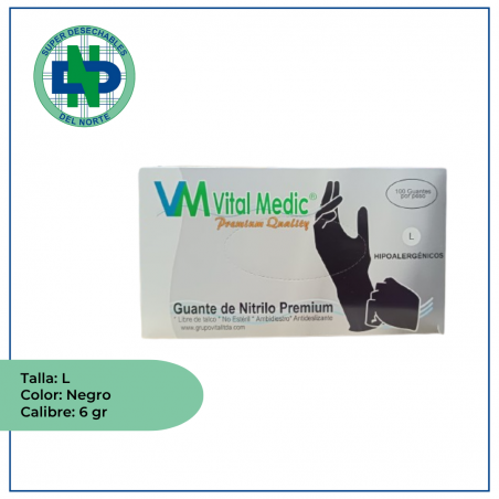 GUANTE DE NITRILO NEGRO 6GR PREMIUM CJX50 UND T/L