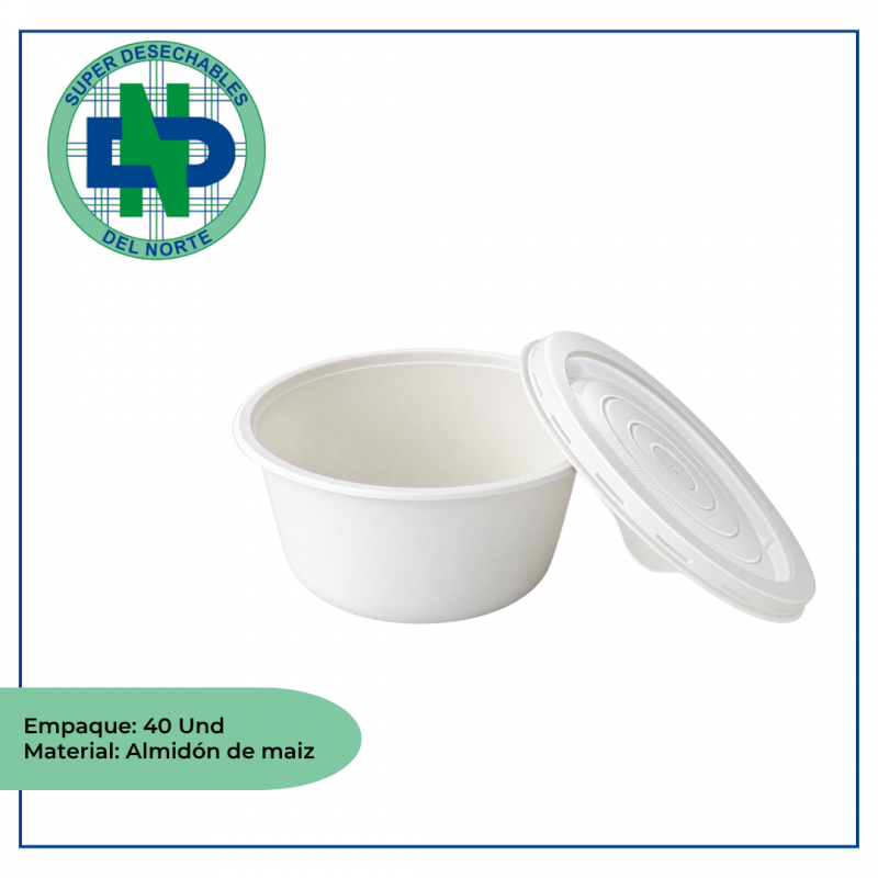 CONTENEDOR ECOGREEN 16 ONZ CON TAPA X 40 UND
