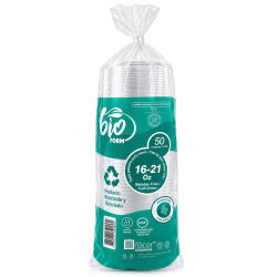 TAPA VASO BIOFORM 16-21 OZ RIGIDA PITILERA RPET PQX50