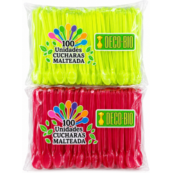 CUCHARA MALTEADA COLORES NEON PS X 100 UND - DE
