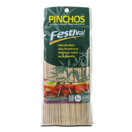 PALO PINCHO 15 CMS PAQ X 100 UND. - FESTIVAL