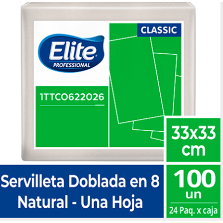 SERVILLETA ELITE NATURAL 33X33 X 100  R-622026